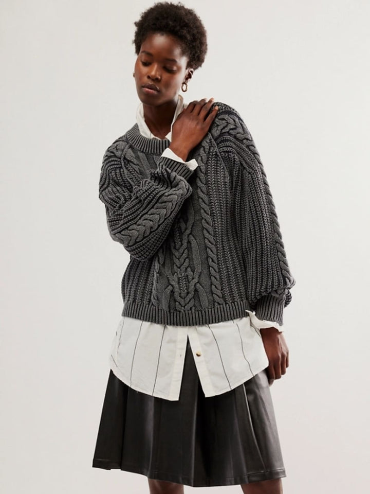 Free People Frankie Cable Sweater in Black | Twentyseven Toronto