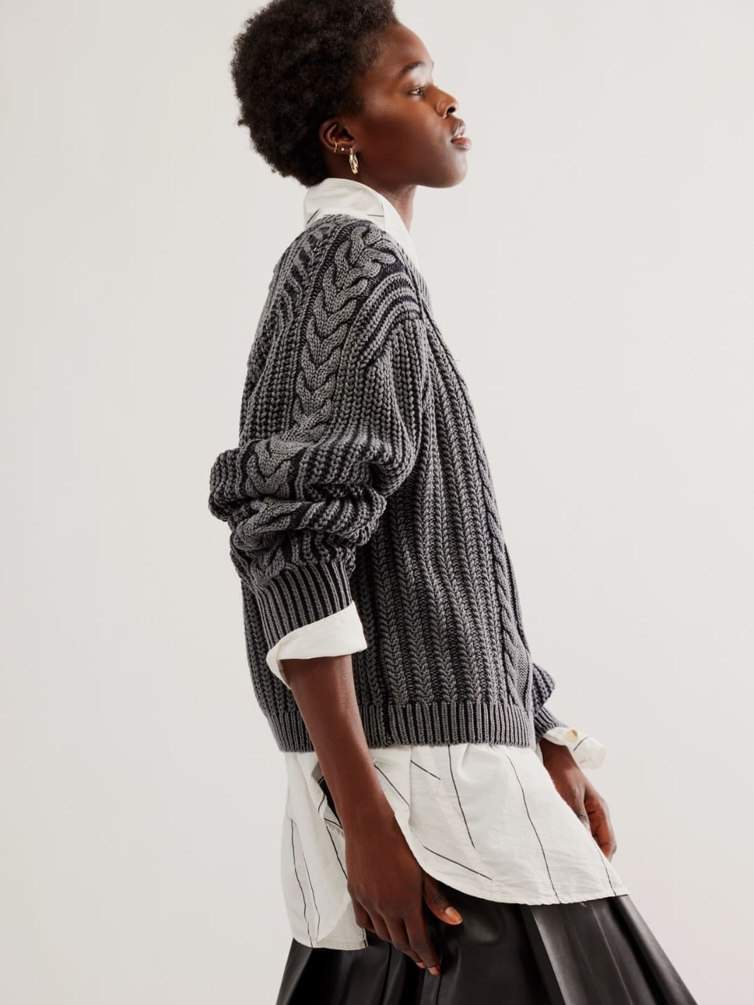 Free People Frankie Cable Sweater in Black | Twentyseven Toronto