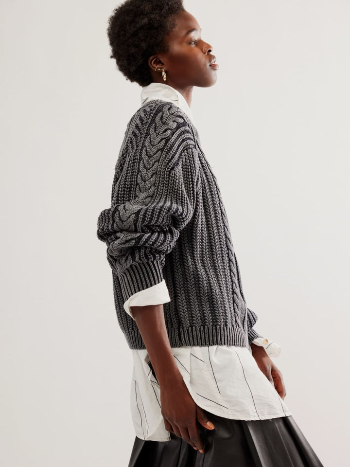 Free People Frankie Cable Sweater in Black | Twentyseven Toronto