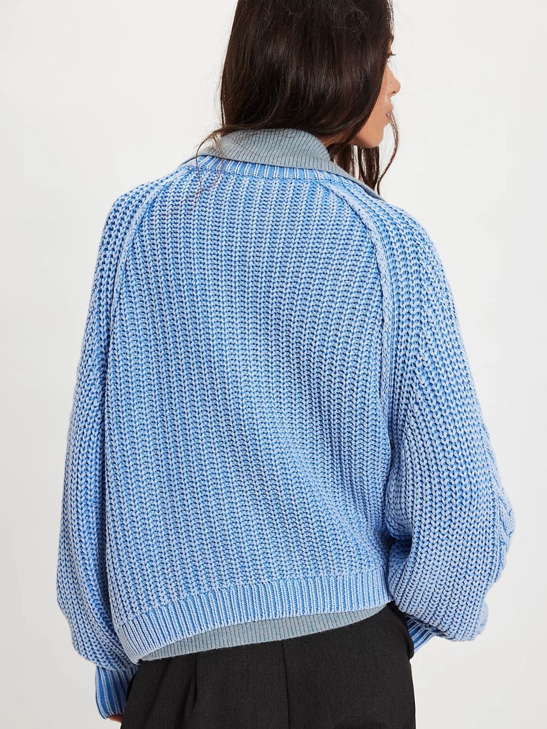 Free People Frankie Cable Sweater in Della Robbia Blue | Twentyseven Toronto