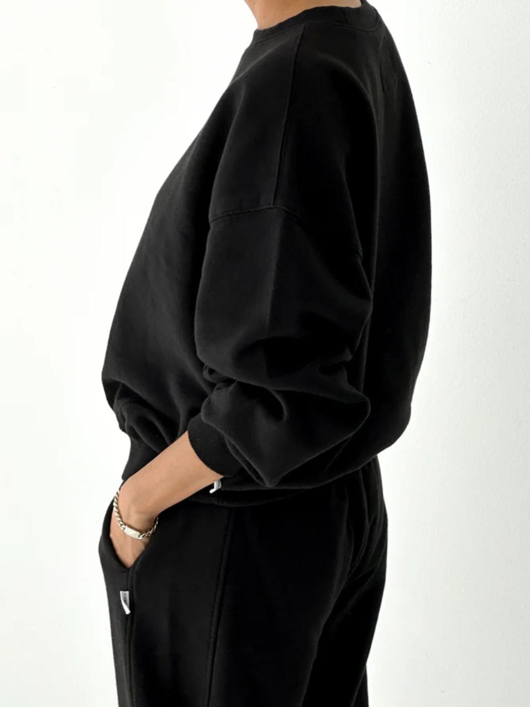 Le Bon Shoppe French Terry Core Sweatshirt in Black | Twentyseven