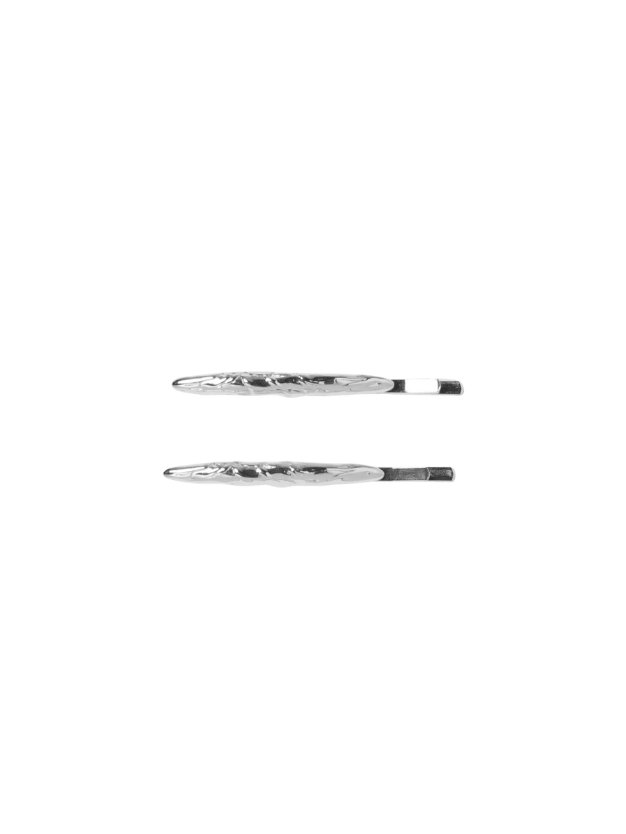 A pair of matching silver molten-textured Frida Pins in Silver from Wolf Circus | Twentyseven Toronto
