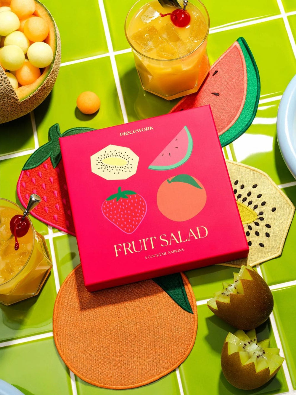 Piecework Puzzles Fruit Salad Cocktail Napkins - Set Of 4 | Twentyseven Toronto