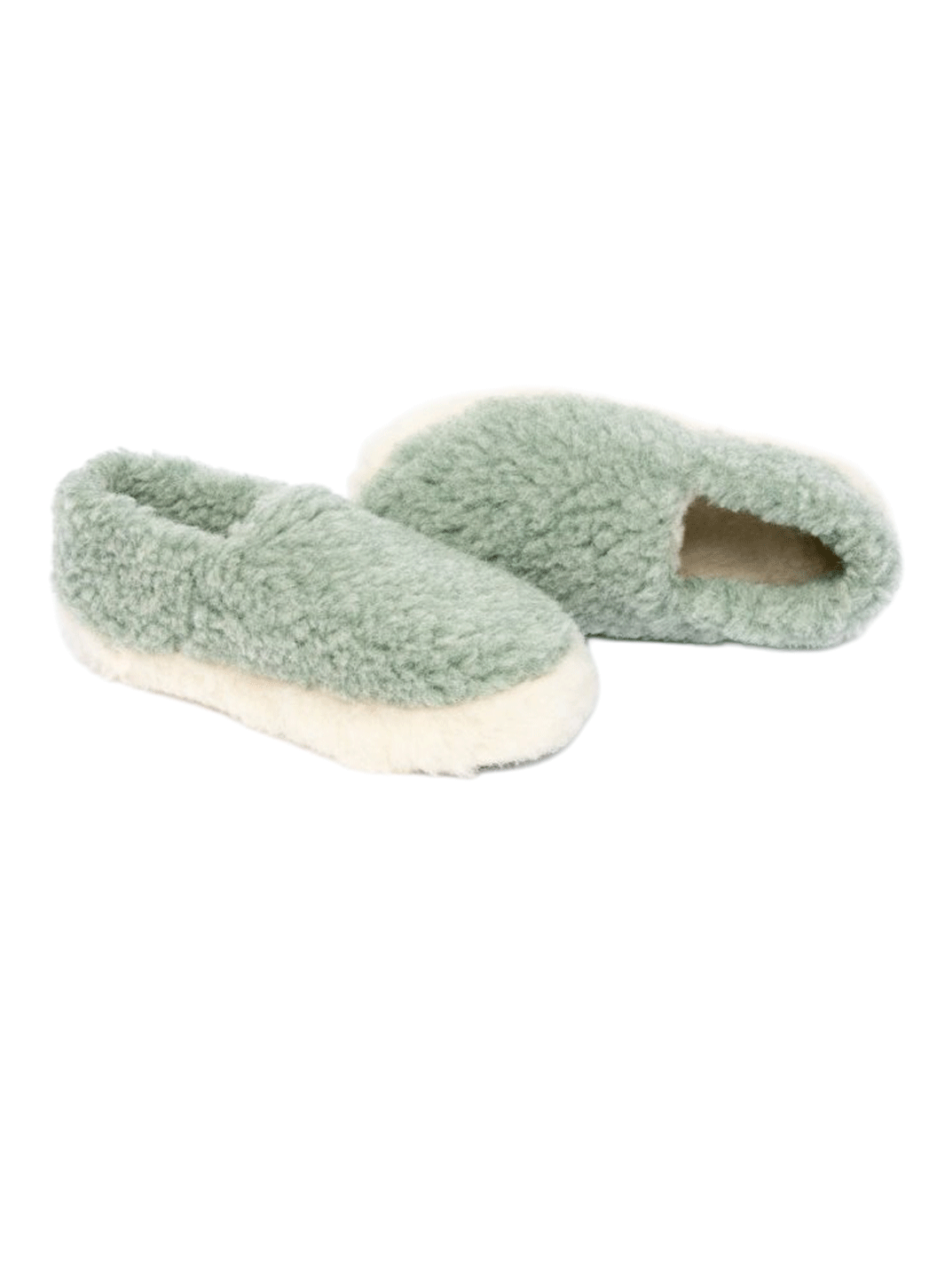 Yoko Wool Full Slippers in green with a plush wool finish and full-coverage design | Twentyseven Toronto