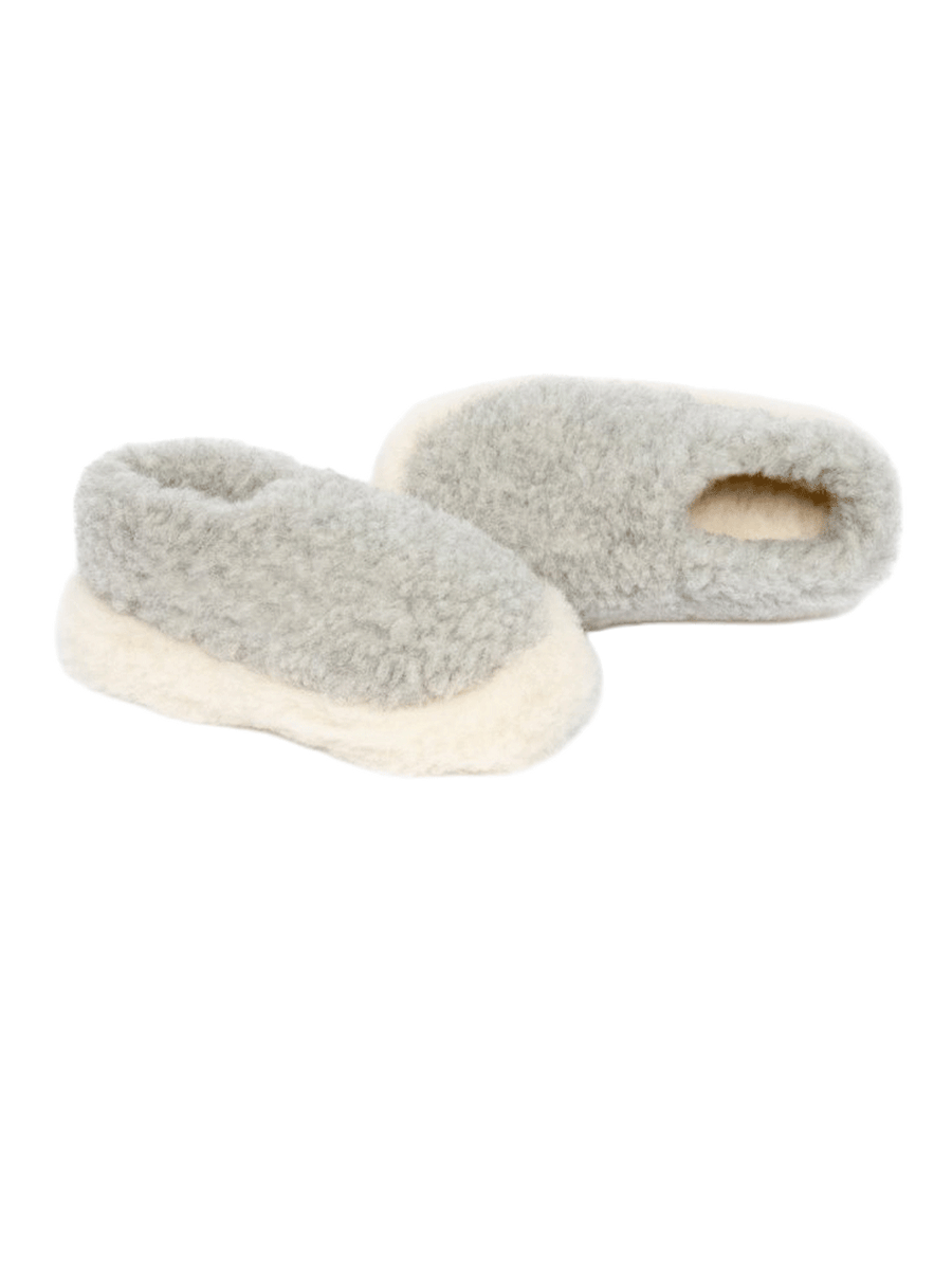 Yoko Wool Full Slippers in light grey with a plush wool finish and full-coverage design | Twentyseven Toronto
