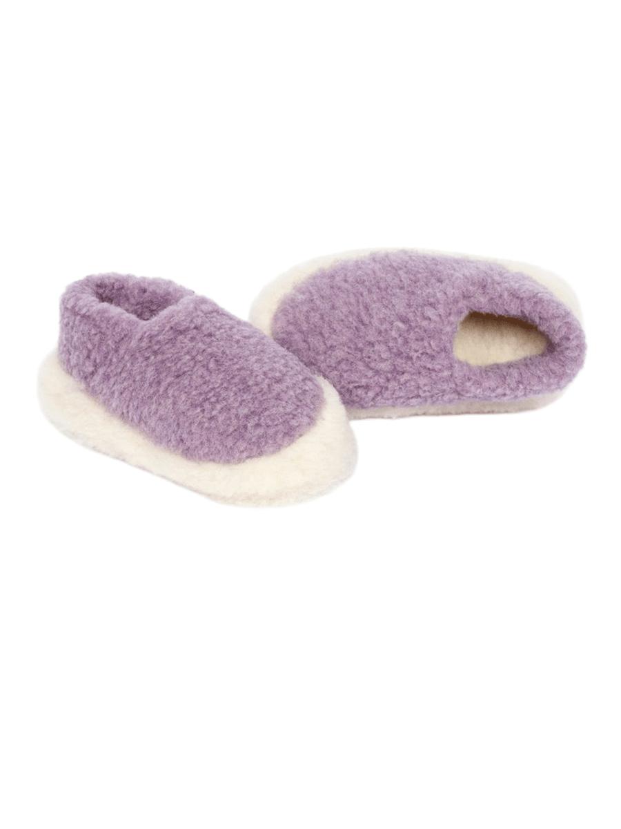 Yoko Wool Full Slippers in lilac with a plush wool finish and full-coverage design | Twentyseven Toronto