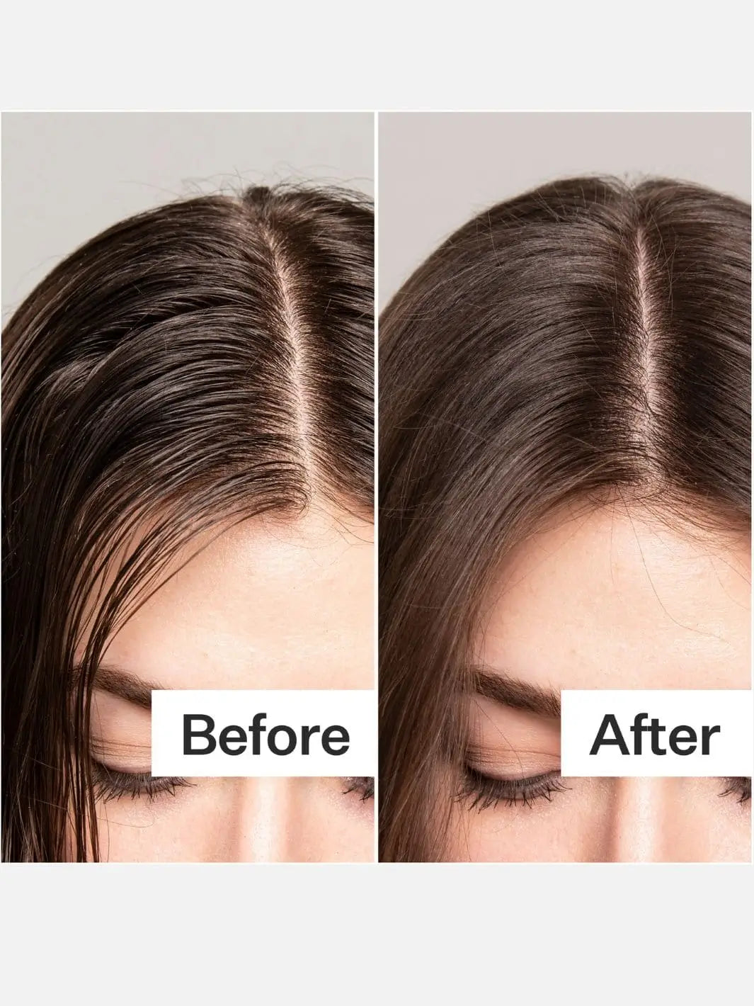 Before and after comparison of using Act+Acre Fulvic Acid Dry Shampoo | Twentyseven Toronto