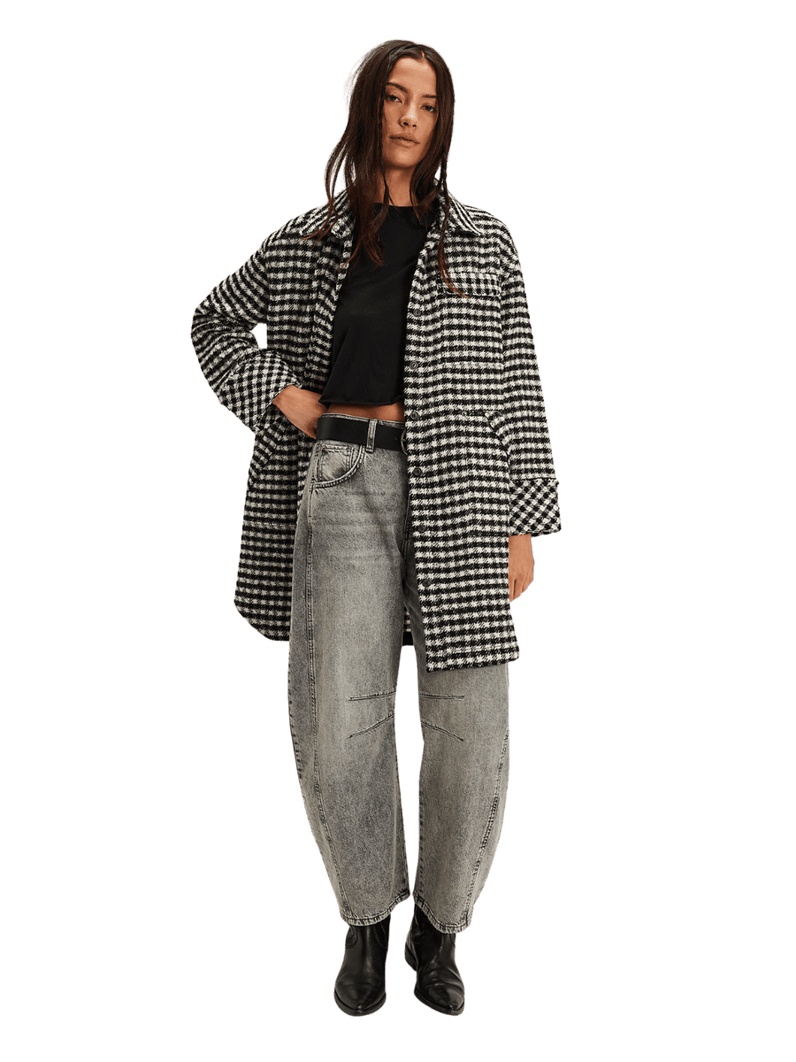 Free People We the Free Get Around Houndstooth Shirt in Black + White | Twentyseven Toronto