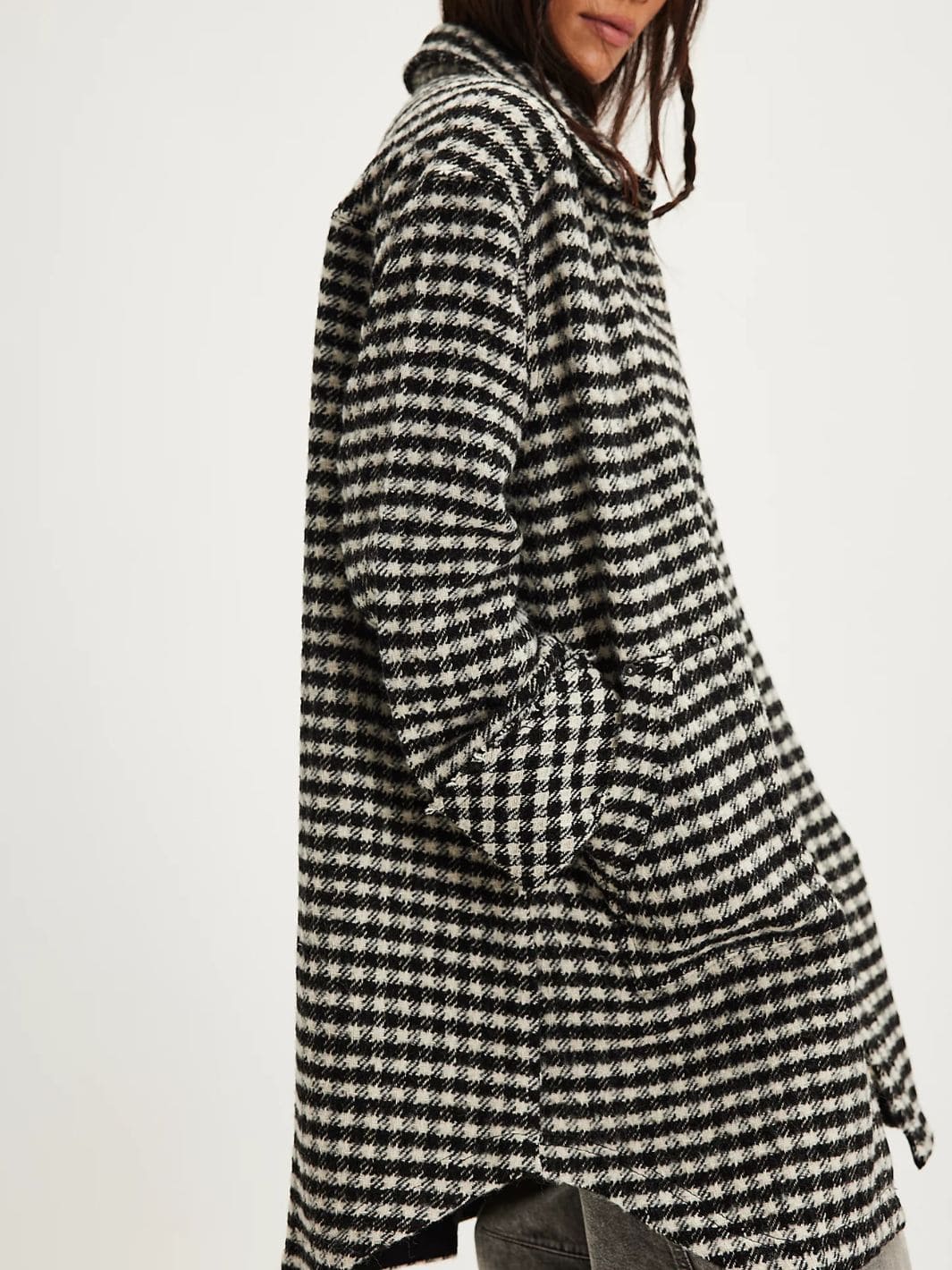 Free People We the Free Get Around Houndstooth Shirt in Black + White | Twentyseven Toronto