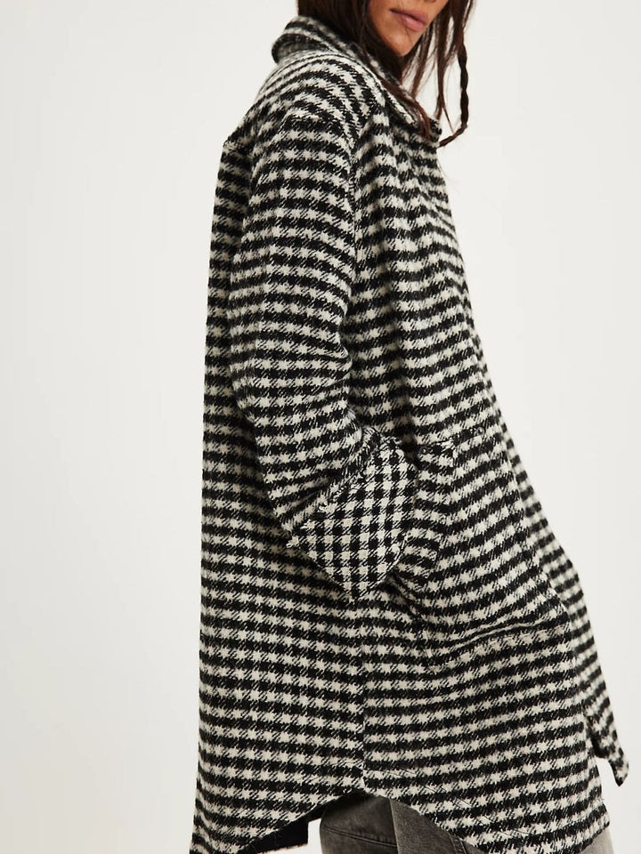 Free People We the Free Get Around Houndstooth Shirt in Black + White | Twentyseven Toronto