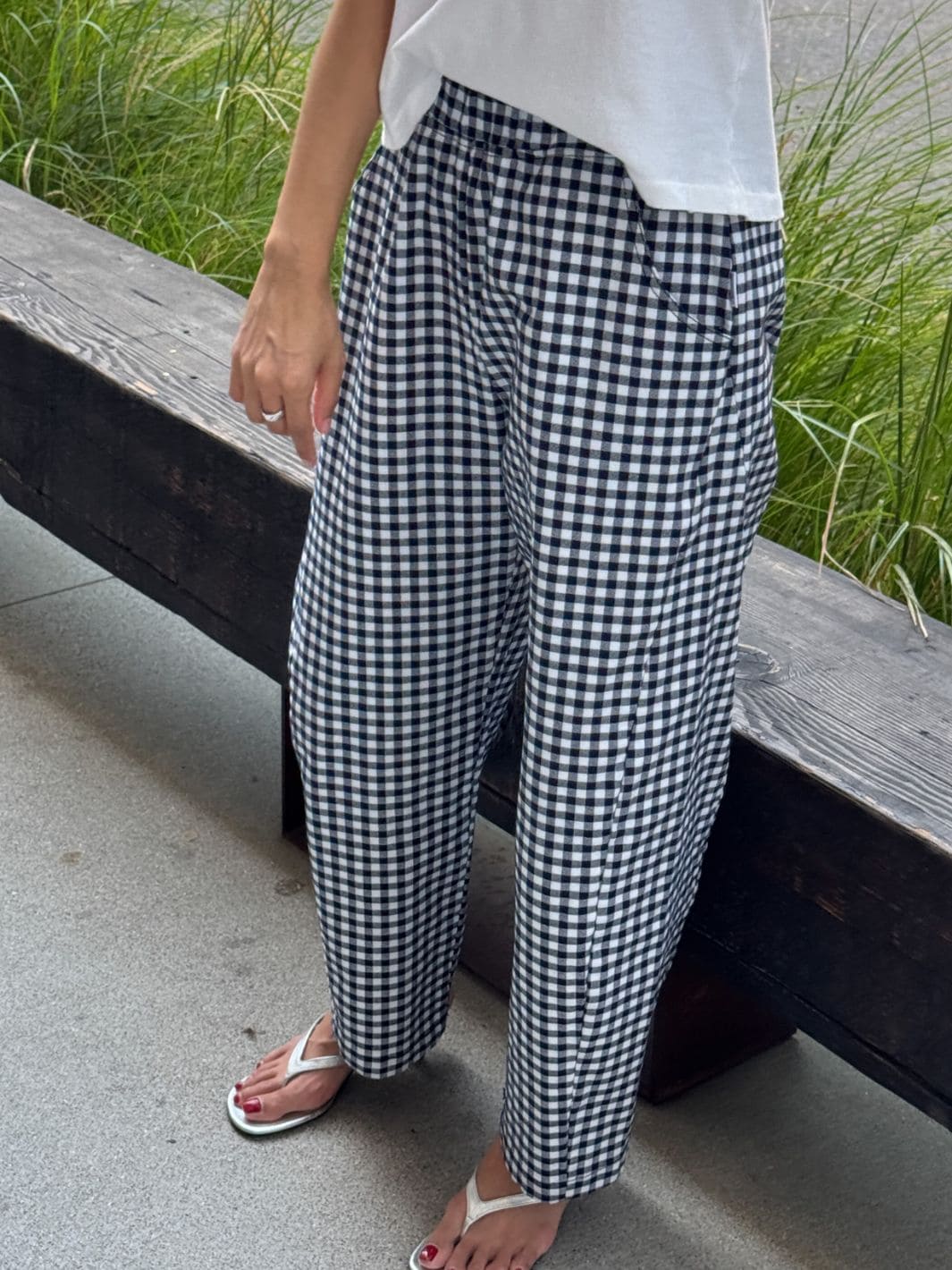 Le Bon Shoppe Gingham Arc Pants in Navy Gingham | Twentyseven Toronto