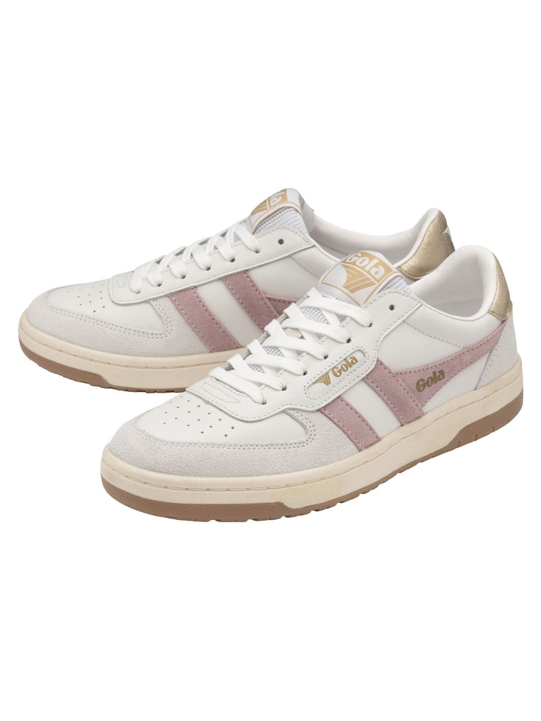 Twentyseven Toronto - Gola Classics Women's Hawk Sneakers - White/Pastel Pink/Gold