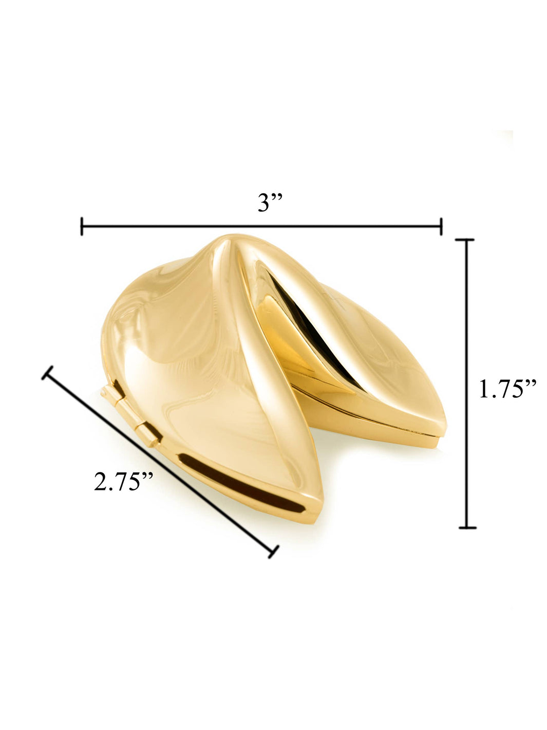 Gold-plated fortune cookie keepsake measuring 3 x 2.75 x 1.75 inches | Twentyseven Toronto