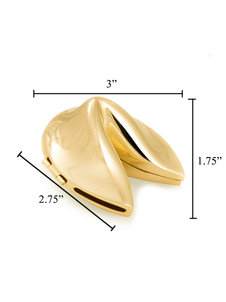 Gold-plated fortune cookie keepsake measuring 3 x 2.75 x 1.75 inches | Twentyseven Toronto