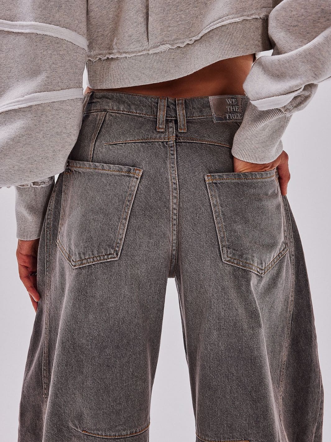 Free People Good Luck Mid-Rise Barrel Jeans in Archive Grey | Twentyseven