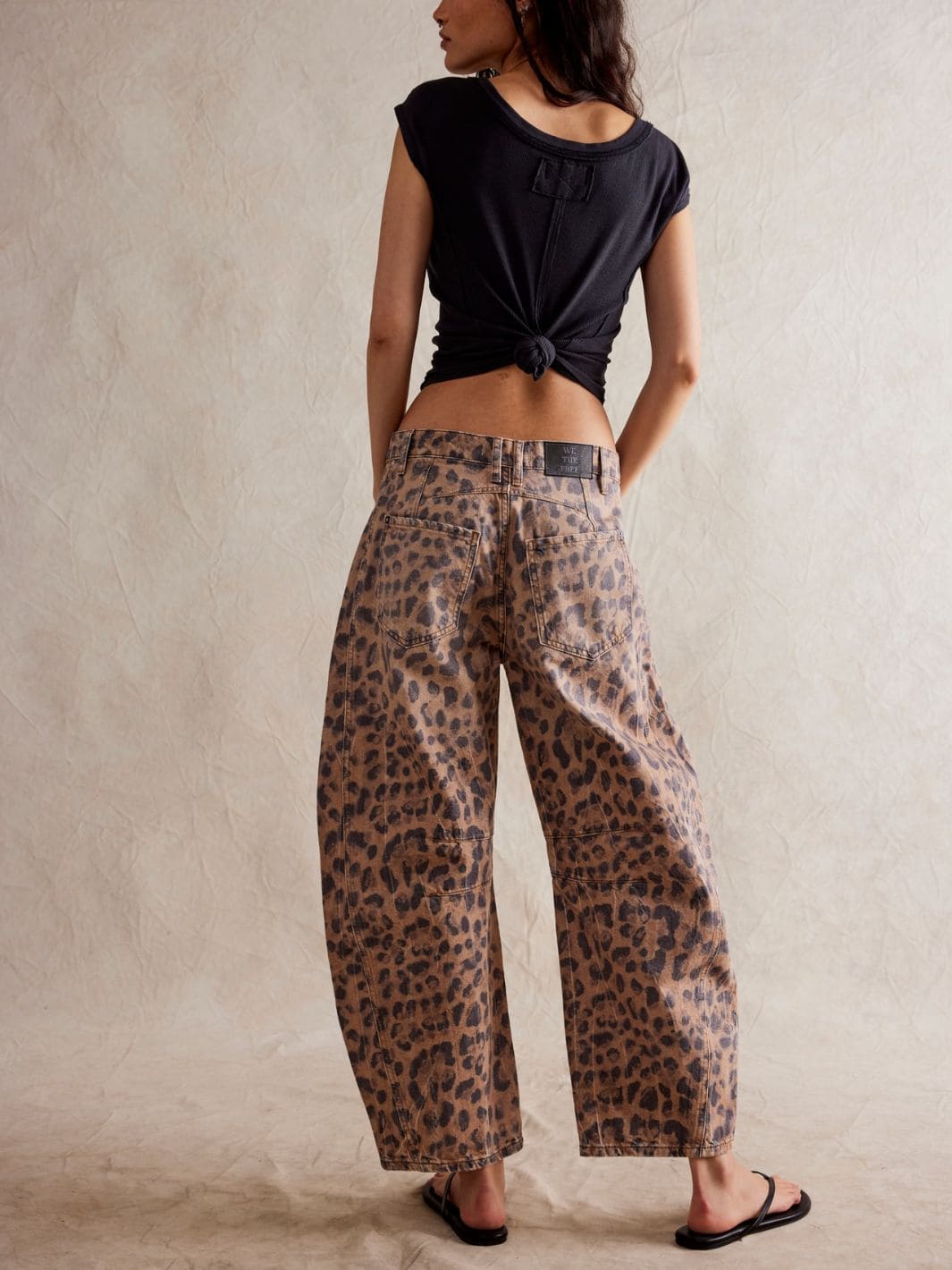 Free People We The Free Good Luck Printed Barrel Jeans - Brown Sugar Combo / Leopard | Twentyseven Toronto