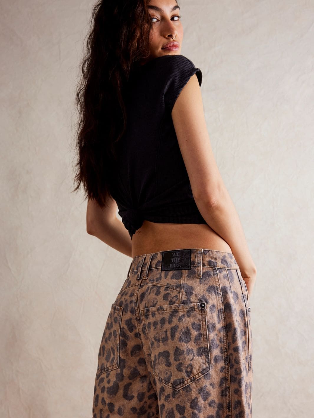 Free People We The Free Good Luck Printed Barrel Jeans - Brown Sugar Combo / Leopard | Twentyseven Toronto