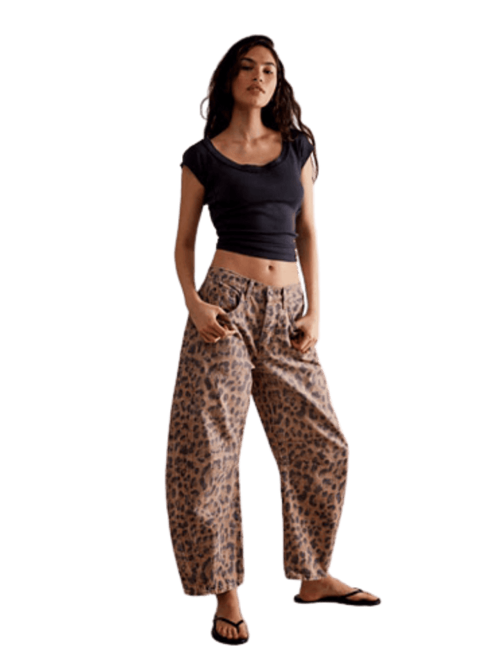 Free People We The Free Good Luck Printed Barrel Jeans - Brown Sugar Combo | Twentyseven Toronto