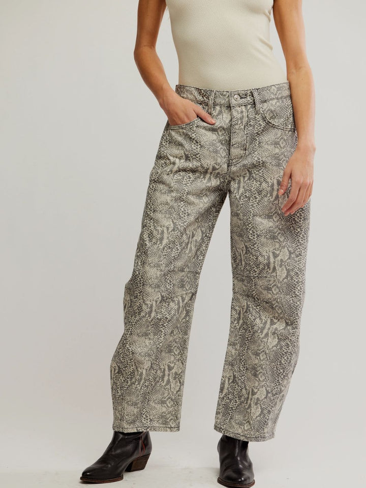 Free People We The Free Good Luck Printed Barrel Jeans - Snake Combo | Twentyseven Toronto