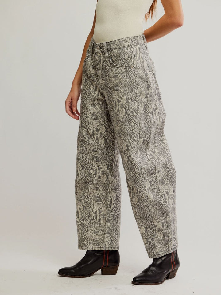 Free People We The Free Good Luck Printed Barrel Jeans - Snake Combo | Twentyseven Toronto