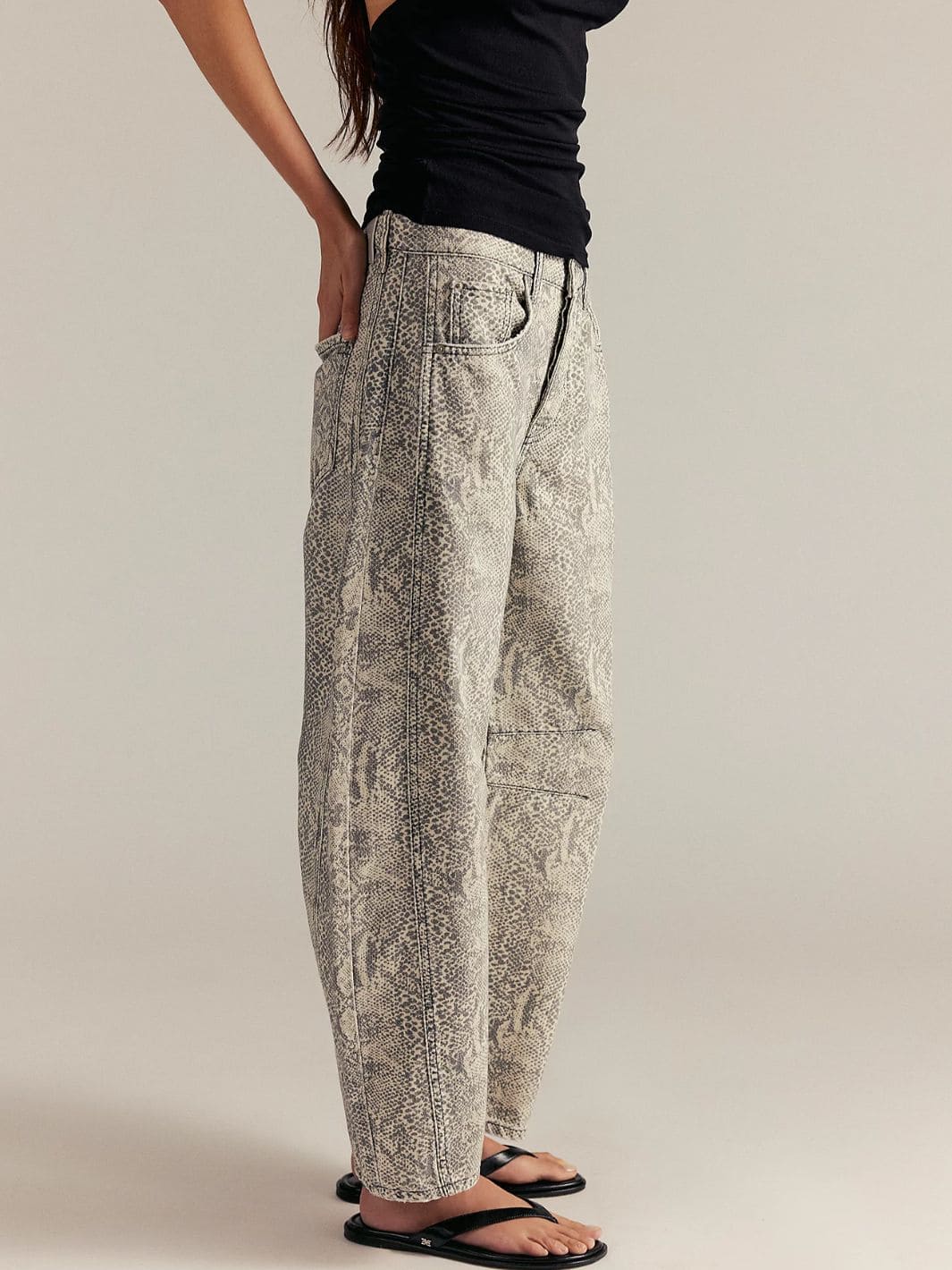 Free People We The Free Good Luck Printed Barrel Jeans - Snake Combo | Twentyseven Toronto