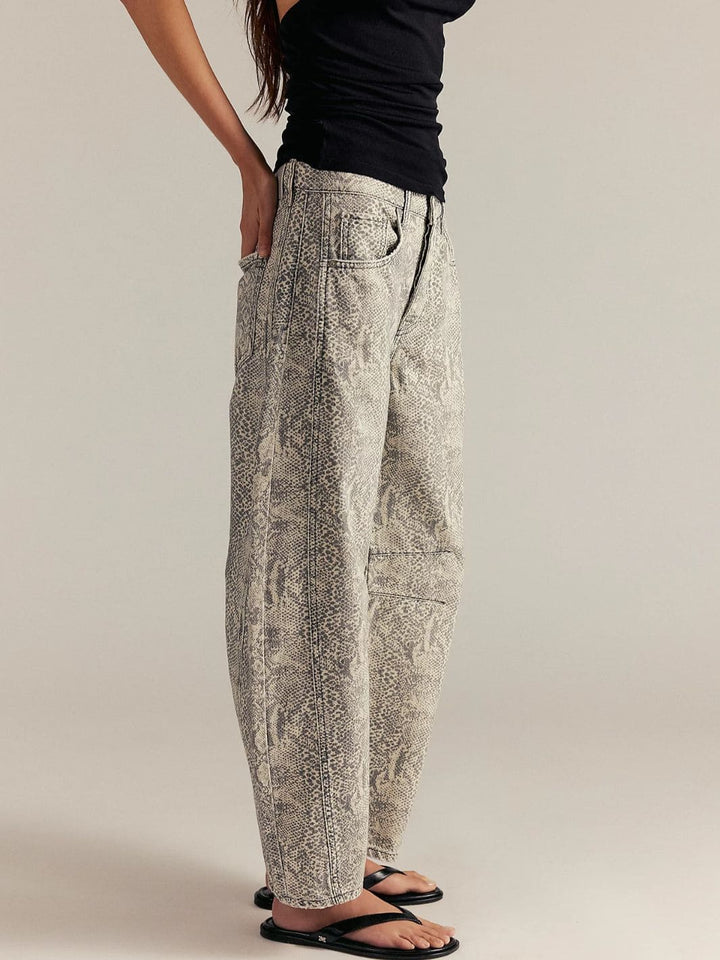 Free People We The Free Good Luck Printed Barrel Jeans - Snake Combo | Twentyseven Toronto