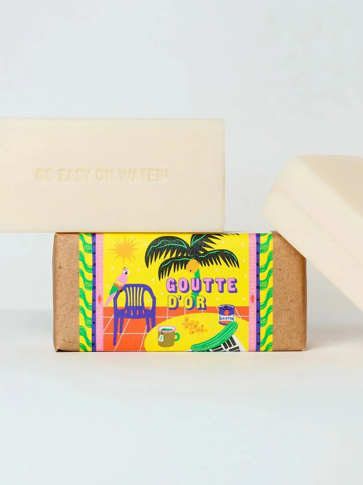 Maison Matine Goutte d'Or Bar Soap with colourful design on a white background 100g | Twentyseven Toronto