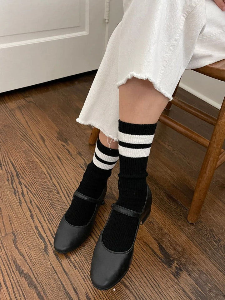 Le Bon Shoppe Grandpa Varsity Socks - Black Sugar Stripe | Twentyseven Toronto