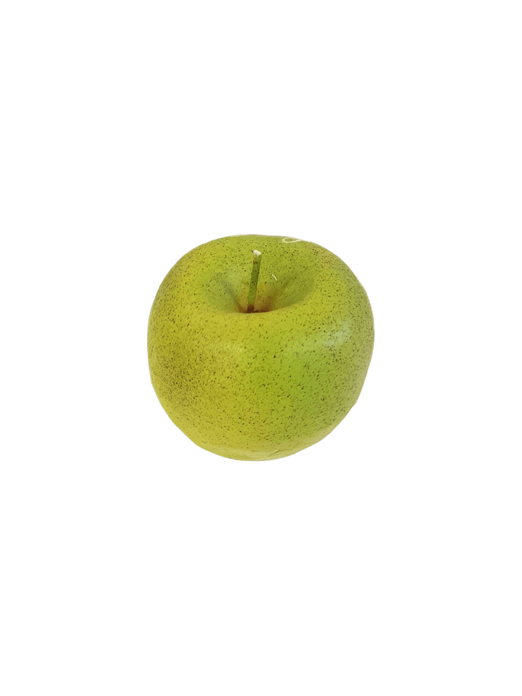 Green apple shaped candle from Cereria Introna on a transparent background | Twentyseven Toronto