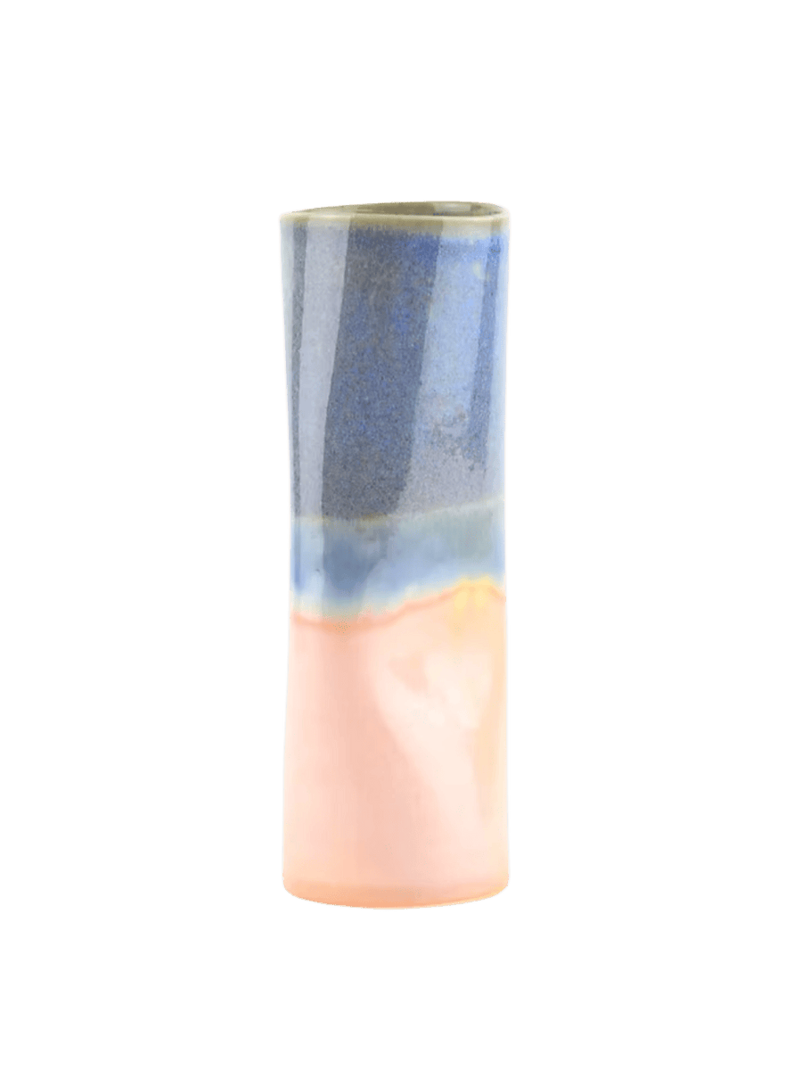 Tall distorted cylindrical vase with blue and pink gradient colours from SGW Lab | Twentyseven Toronto