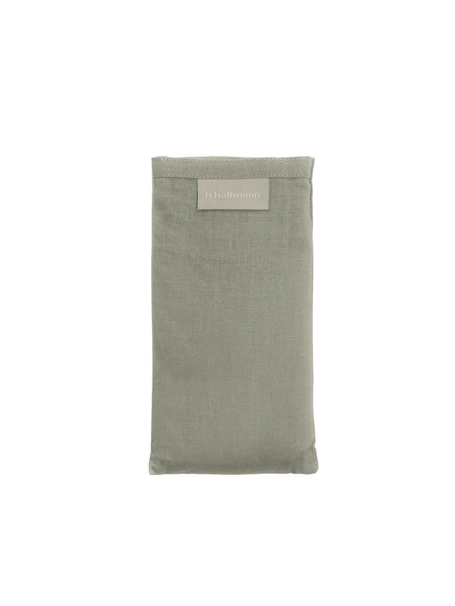 b, halfmoon Linen Eye Pillow in Lavender with a soft grey-green linen cover | Twentyseven Toronto