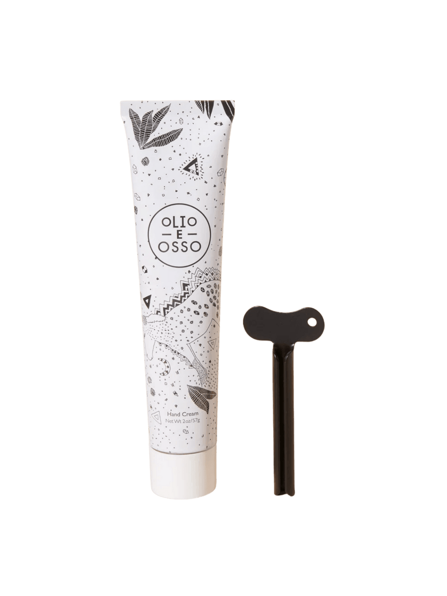Olio E Osso hand cream tube with natural artwork and tube key | Twentyseven Toronto