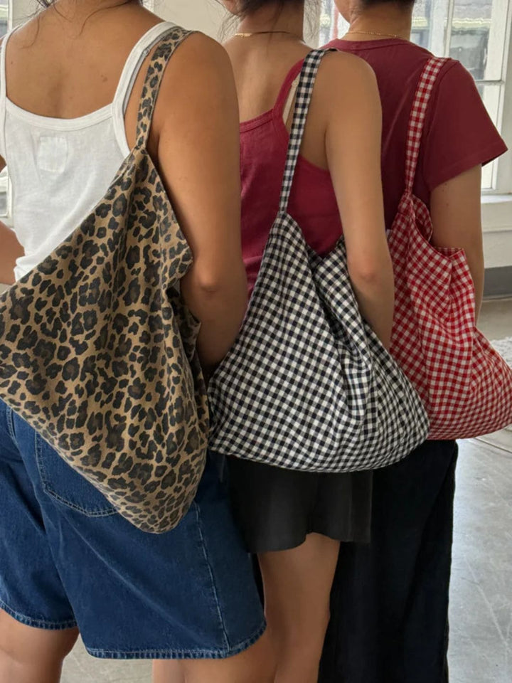 Le Bon Shoppe Happy Carry Bag, Leopard, Navy Gingham, Red Gingham | Twentyseven Toronto