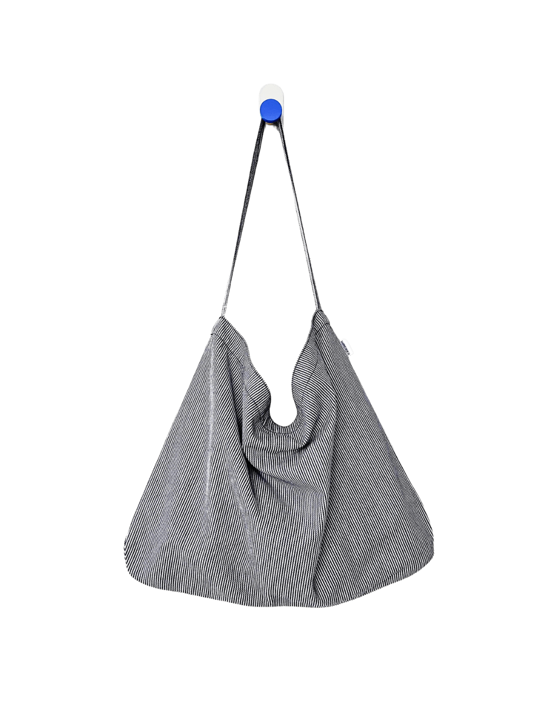 Le Bon Shoppe Happy Carry Tote Bag in 'Blue Stripe' design on a transparent background | Twentyseven Toronto