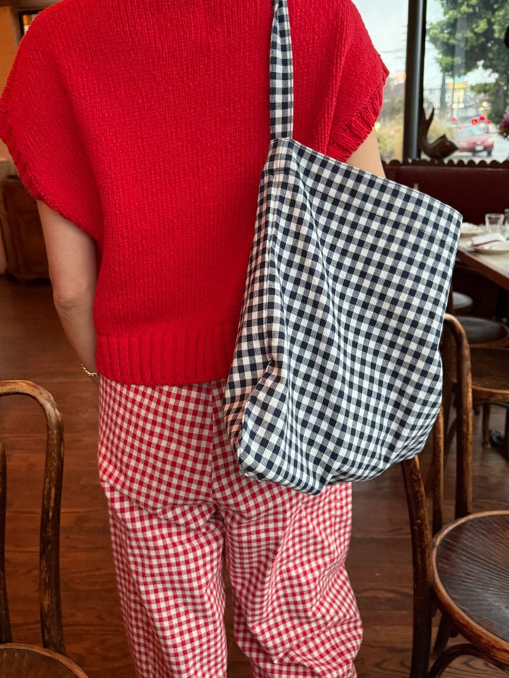 Le Bon Shoppe Happy Carry Bag in Navy Gingham | Twentyseven Toronto