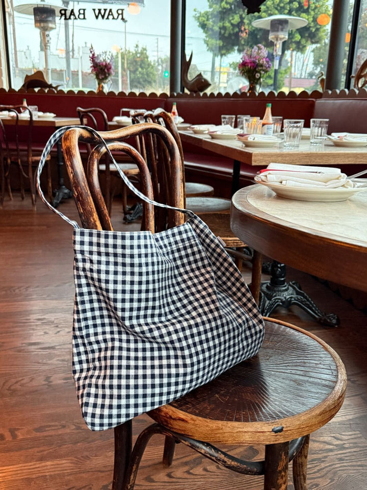Le Bon Shoppe Happy Carry Bag in Navy Gingham | Twentyseven Toronto