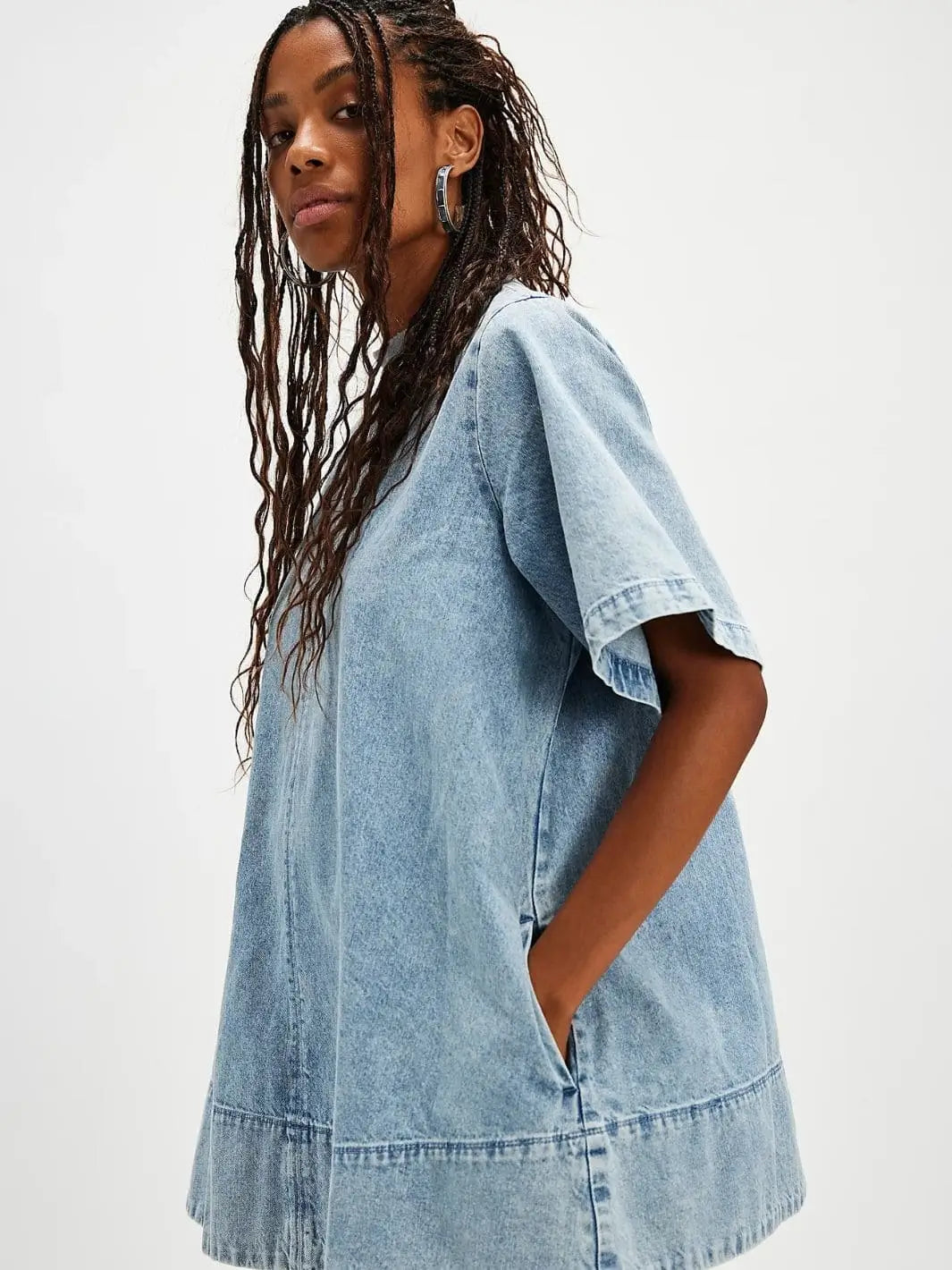 Free People Harlow Mini Dress in Ocean Blue