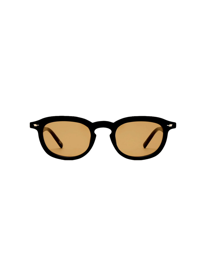 1. Front view of Le Specs Heart Throb sunglasses in black with light brown lenses | Twentyseven Toronto