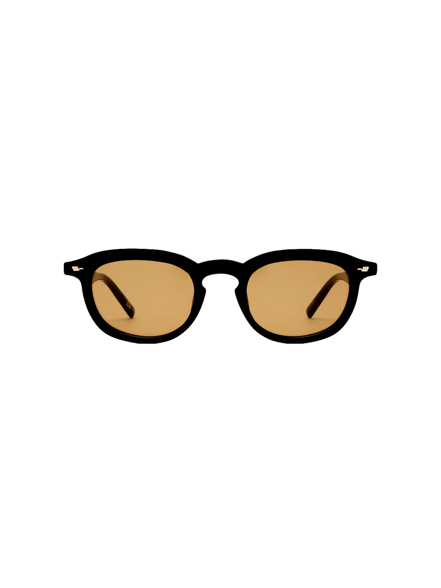 1. Front view of Le Specs Heart Throb sunglasses in black with light brown lenses | Twentyseven Toronto