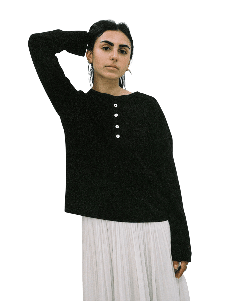 Merge Hemp Bay Henley - Black | Twentyseven Toronto