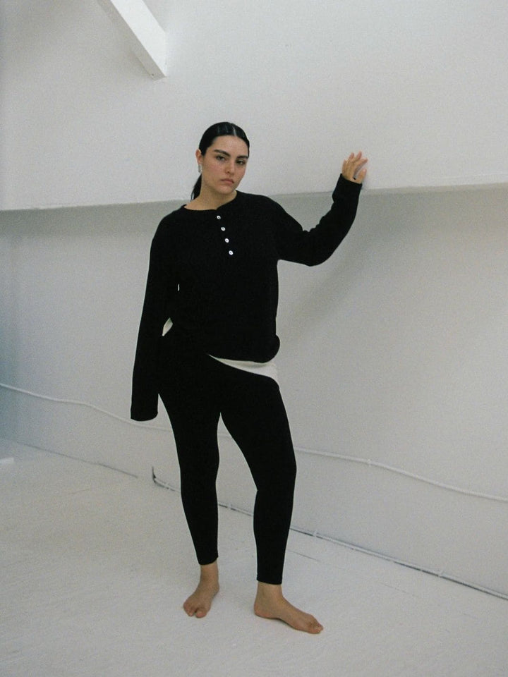 Merge Hemp Bay Henley - Black | Twentyseven Toronto