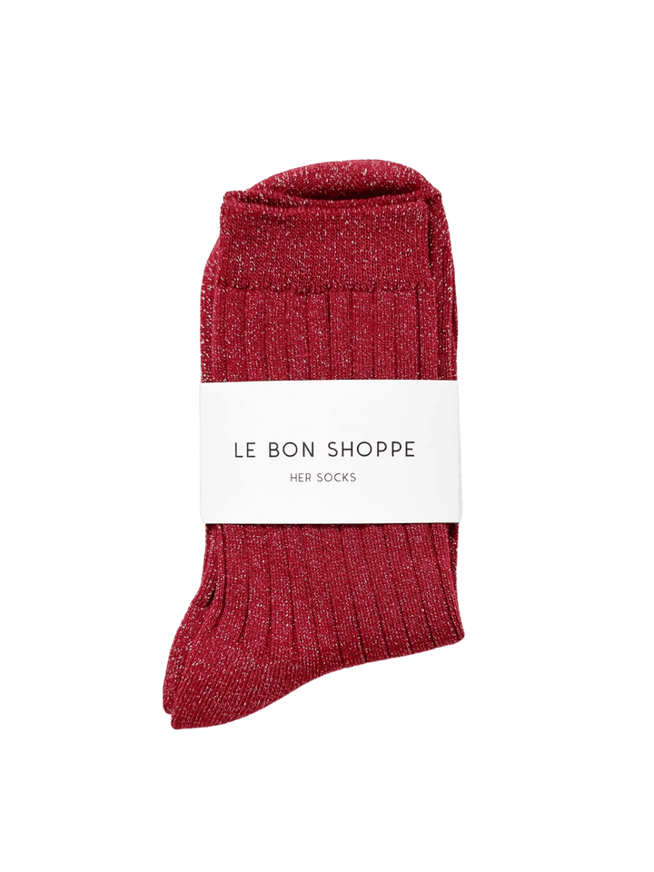 Le Bon Shoppe Her Socks (MODAL Lurex) - Carmine Glitter | Twentyseven Toronto