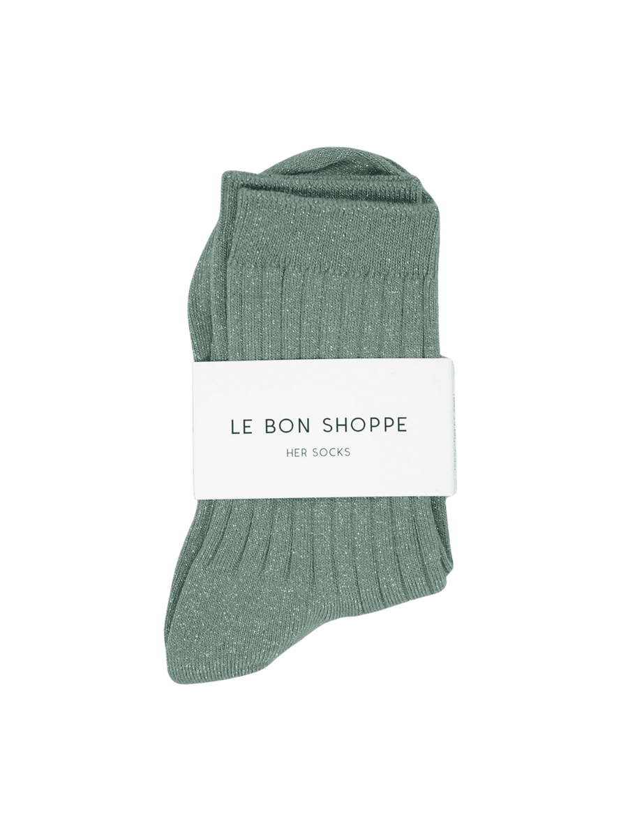 Le Bon Shoppe Her Socks (MODAL Lurex) - Jade Glitter | Twentyseven Toronto