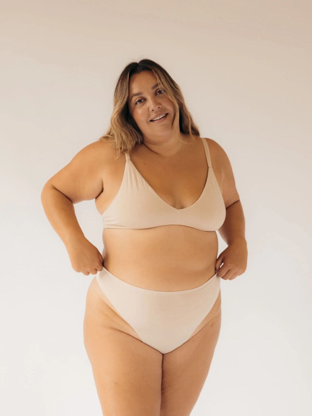 Huha Mineral Underwear Seamless High Rise Thong in Beige | Twentyseven Toronto