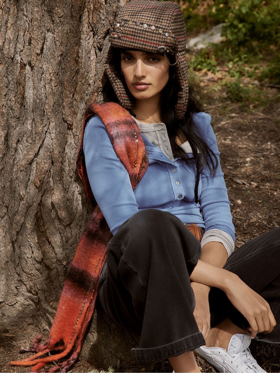 Free People Highland Plaid Skinny Scarf in Pink Combo | Twentyseven Toronto