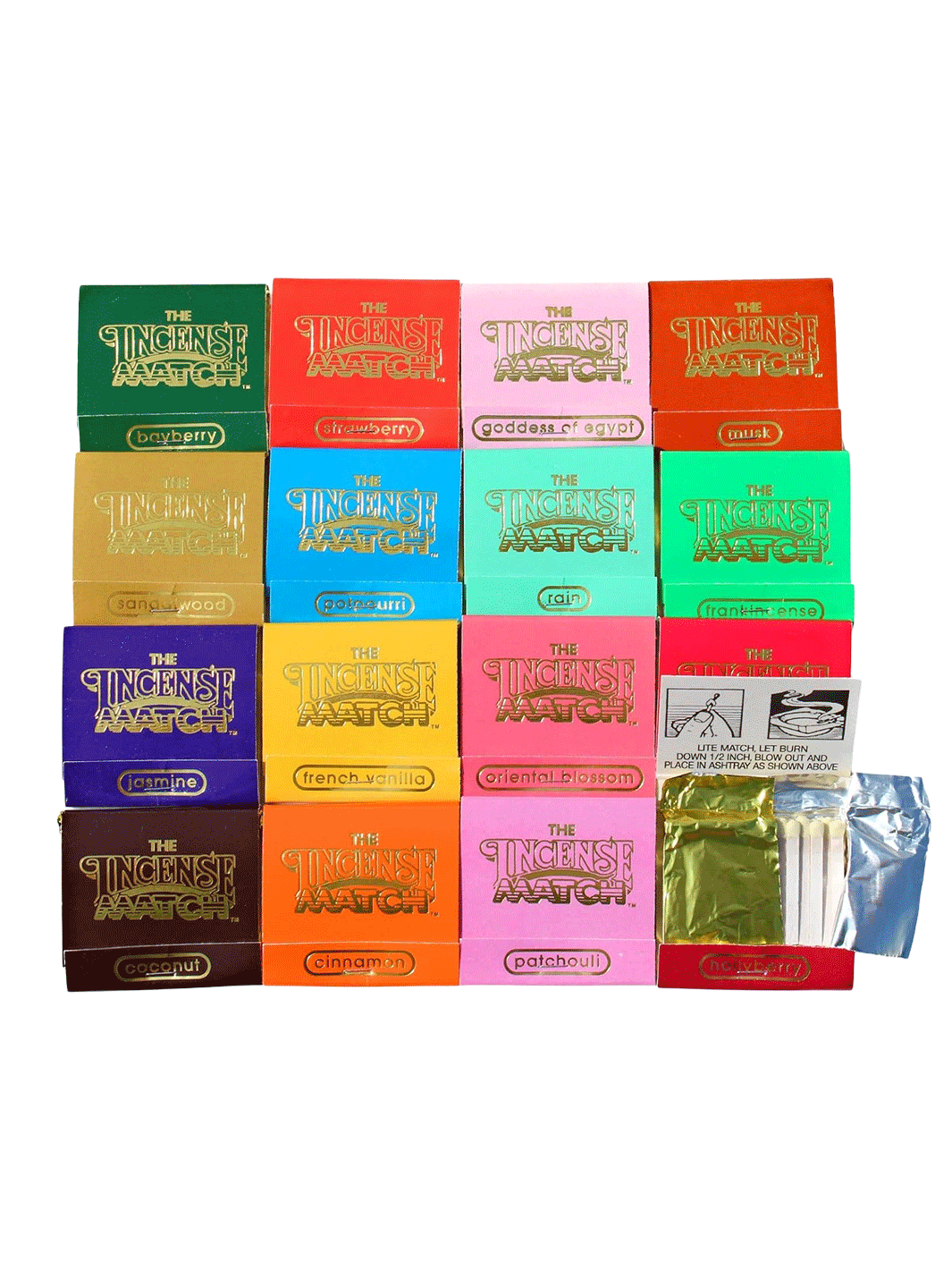 The Incense Match set of 16 featuring colourful books of scented incense matches in assorted fragrances | Twentyseven Toronto