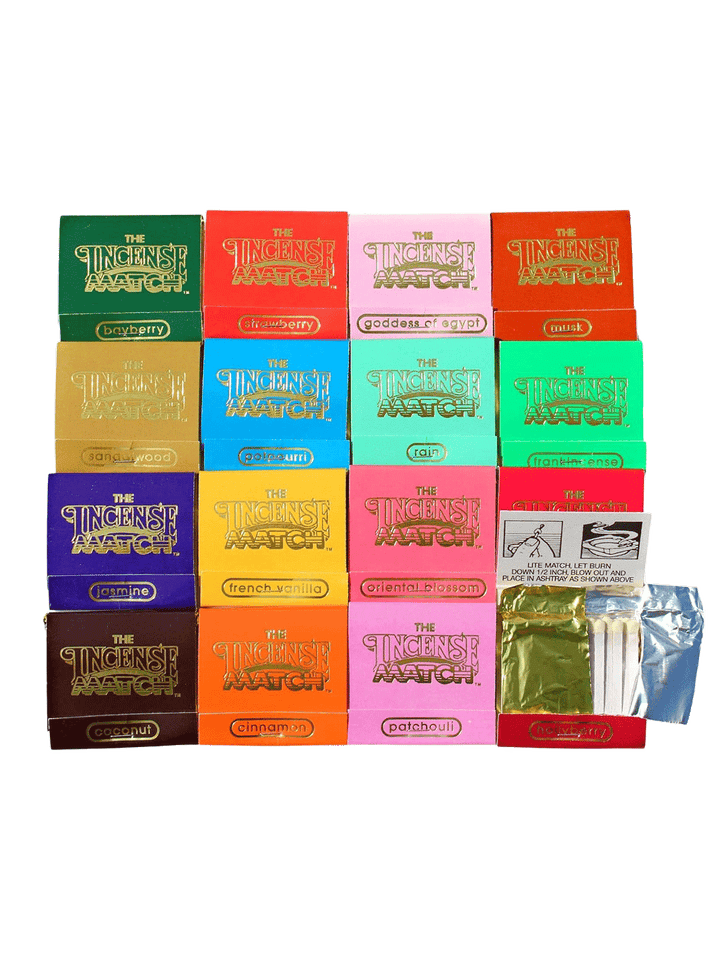 The Incense Match set of 16 featuring colourful books of scented incense matches in assorted fragrances | Twentyseven Toronto