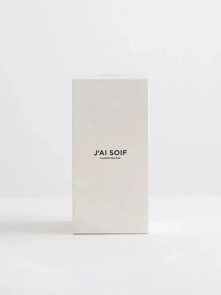 Beige box with 'J'ai Soif' branding from Maison Blazac on a white background | Twentyseven Toronto