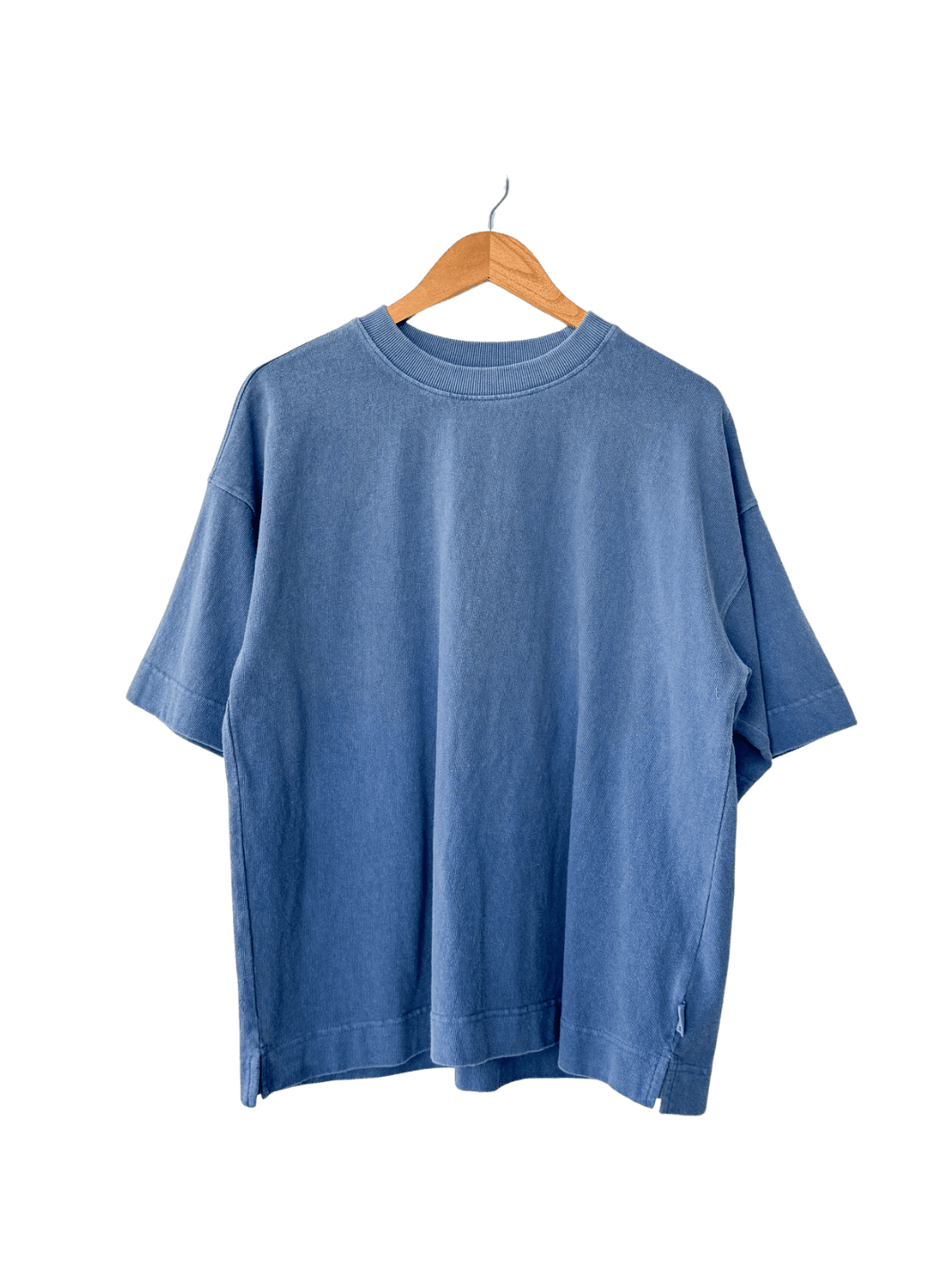 Blue 'Jayden Tee' t-shirt in 'Cornflower' from Le Bon Shoppe on a wooden hanger | Twentyseven Toronto