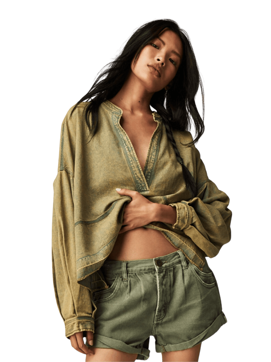 Free People Jude Denim Pullover in Warm Camel | Twentyseven Toronto